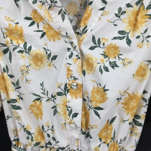 Joie White yellow floral puff sleeve mini dress Azaleia spring summer flirty 10 - Picture 3 of 16